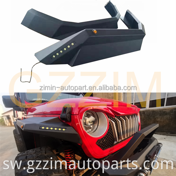 4x4 Steel Aluminium Aloi Fender Flare na Mwanga kwa New Wrangler Rubiction JL 2018-2020